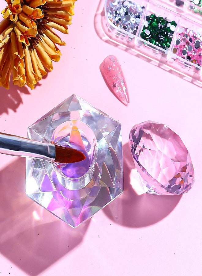 MAJOR DIJIT Nail Dappen Dish with Lid Diamond Styling Design Crystal Glass Monomer Dampen Dish Holder for Nail Acrylic Liquid & Powder (6) - Image 5